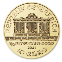 Zlatá minca Wiener Philharmoniker 1/10 oz 2021