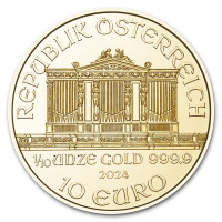 Zlatá minca Wiener Philharmoniker 1/10 oz 2024